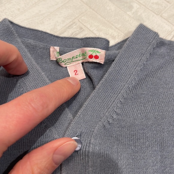 Bonpoint soft pewter blue cardigan sweater size 2 - Picture 4 of 7